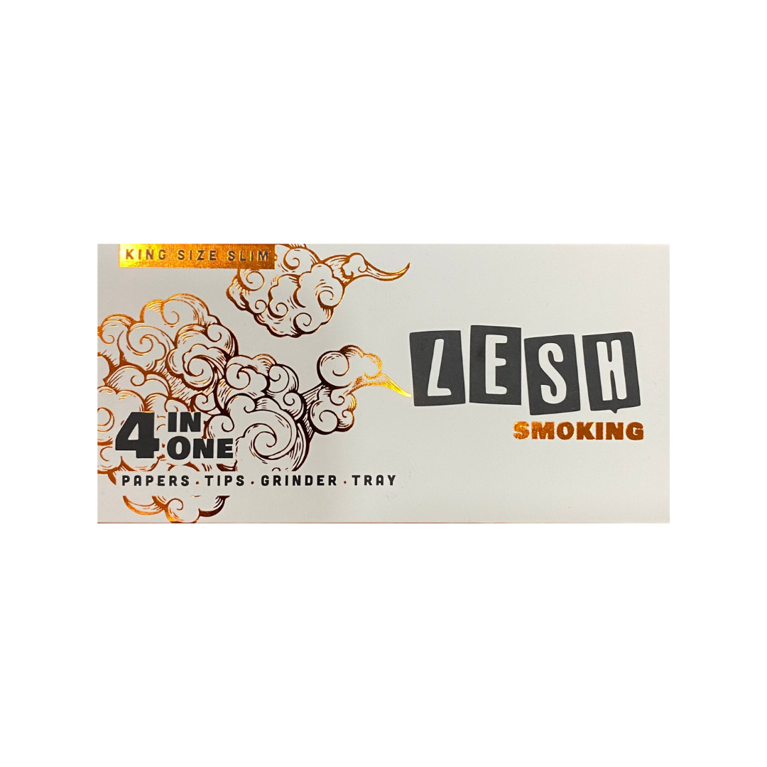 Lesh Smoking King Size Slim 4in1 Papers, Tips, Grinder& Tray