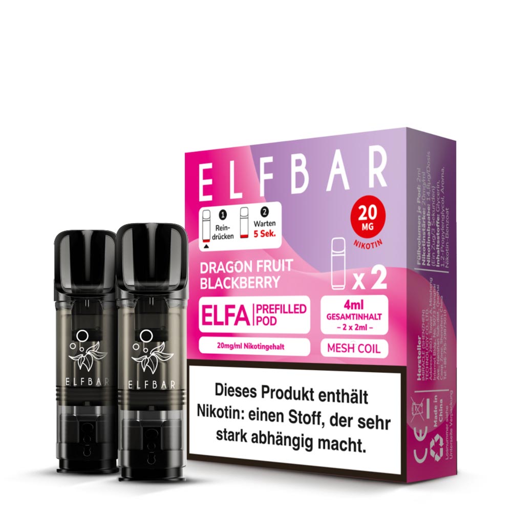 Elfbar Dragon Fruit Blackberry Prefilled Pods mit Nikotin