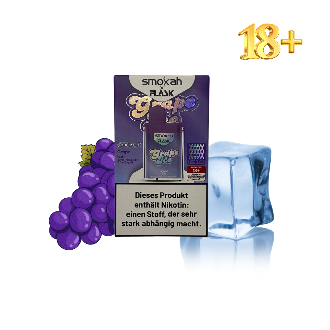 Smokah x Flask Pocket Grape Ice Einweg E-Zigarette mit Nikotin