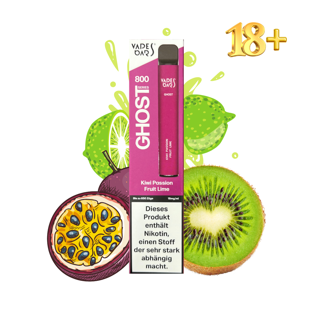 Vapes Bars Ghost 800 Kiwi Passion Fruit Lime Einweg E-Zigarette mit Nikotin